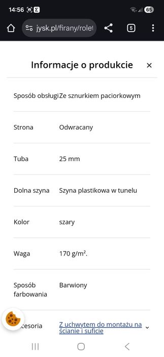 Roketa okiennych Senja JYSK 70 x 210  20 zł za jedna sztukę