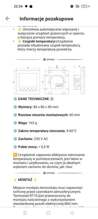 Sterownik regulator temperatury przewodowy Afriso