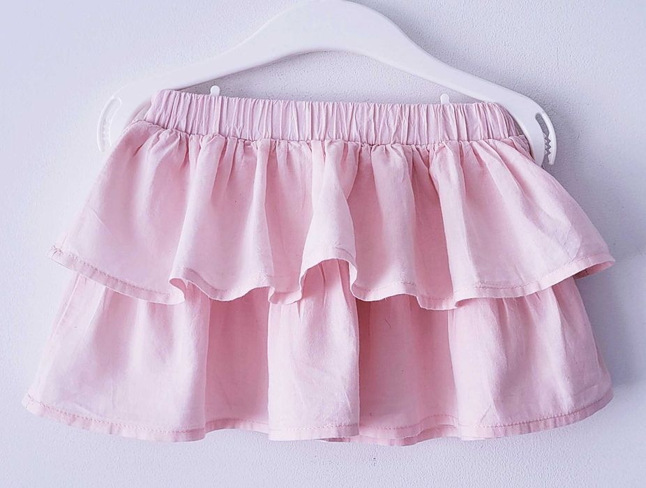 Różowa spódnica z falbankami 80/86