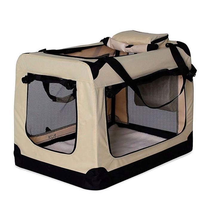 Transporter dla psa torba składana Dibea Lionto beżowy S 34x36x50