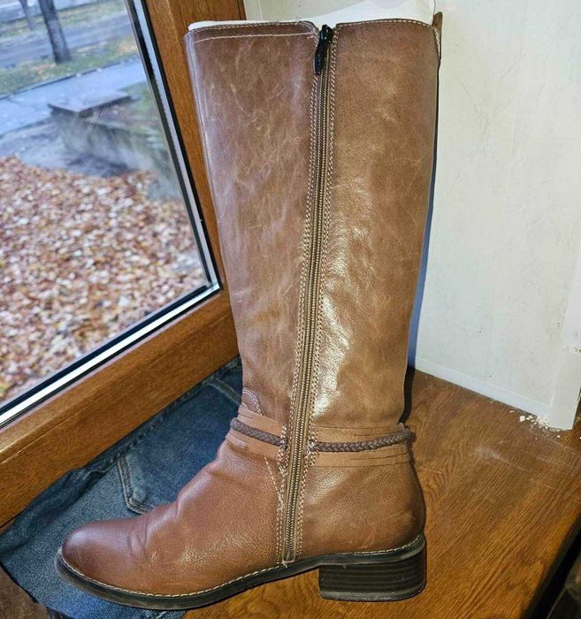 Женские сапоги демисезон натуральная кожа б/у р39 состояние отлчное