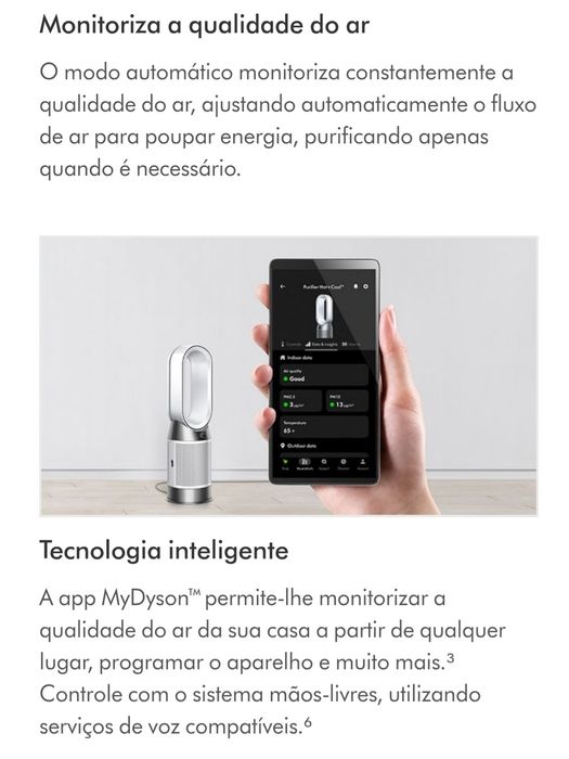 Dyson Purifier Hot+Cool HP1 (Branco) Purificador ventilador termoventilador