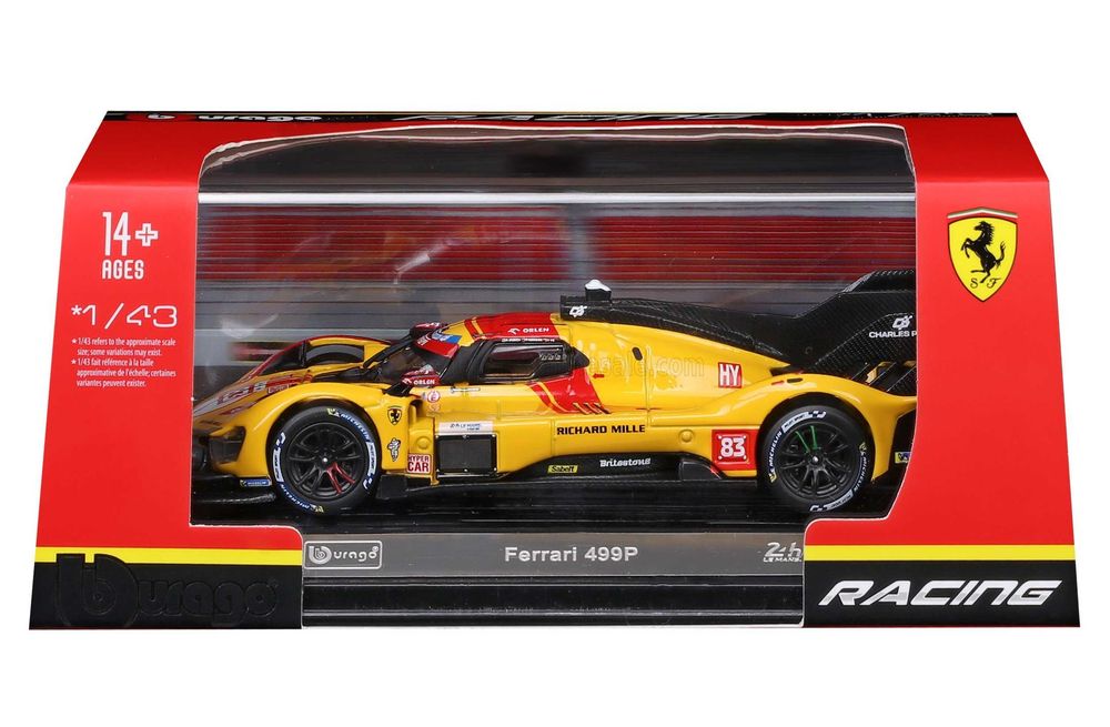 Burago - Ferrari 499P "AF Ccorse" R.Kubica; Y.Ye; P.Hanson #83 Winner 24h Le Mans 2025 (caixa rígida) - 1/43