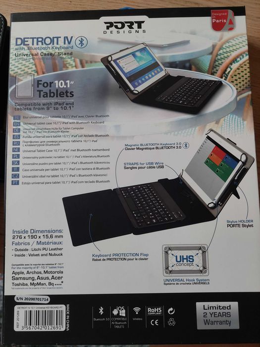 Capa e Teclado Bluetooth para Tablet