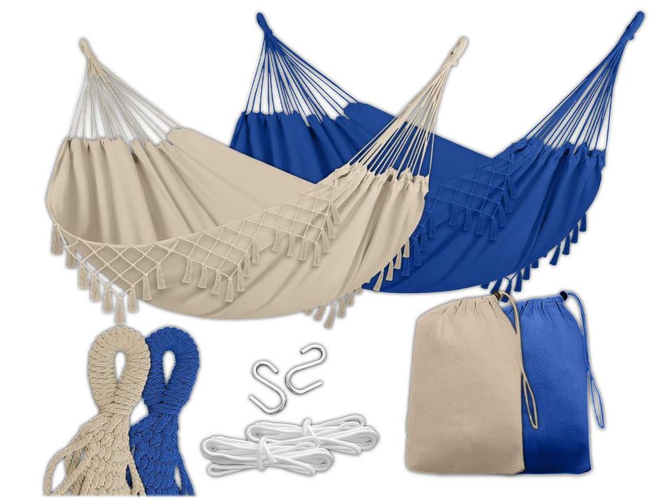 hamak ogrodowy turystyczny boho huśtawka 150x190 120kg + linki torba