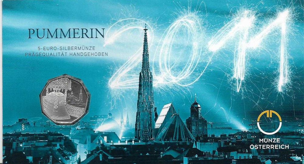Áustria - - - 5 Euros - 2011 - - - "Pummerin Bell" - -  Moeda de Prata