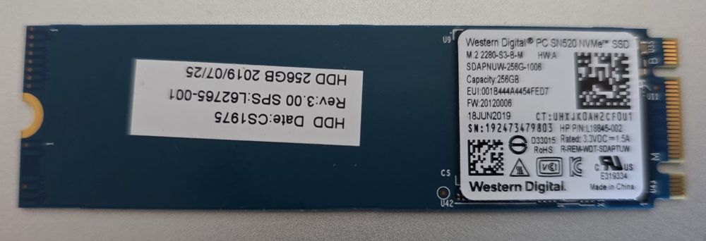 SSD WD SN520 256GB NVMe M.2 2280