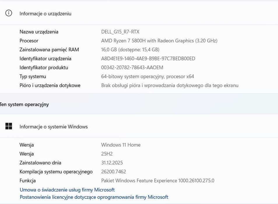 Notebook DELL G15 Ryzen Edition