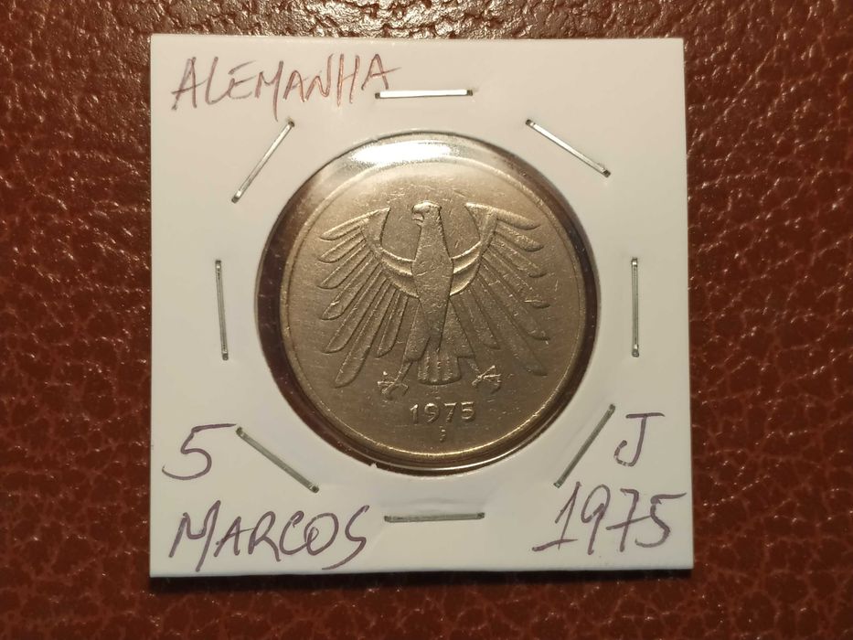 A704 moeda de 5 marcos de 1975 J - Alemanha