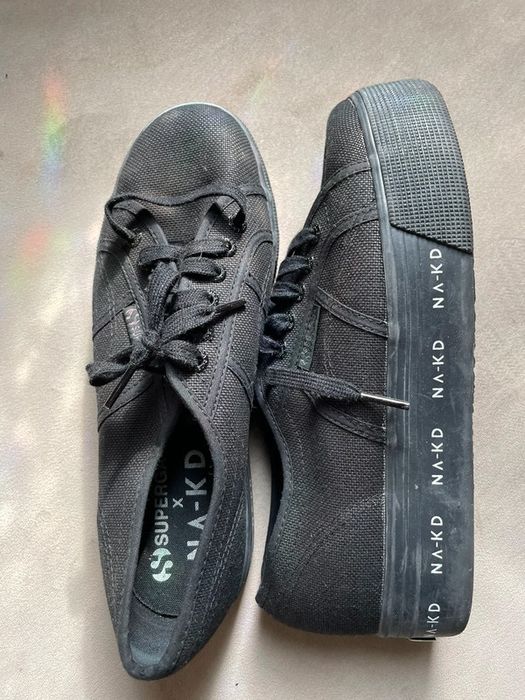 Trampki Na-kd x Superga na platformie czarne 41 logo