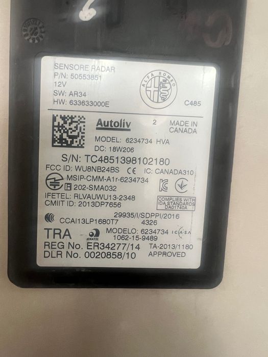 Czujnik martwego pola sensor Alfa Romeo Stelvio Giulia