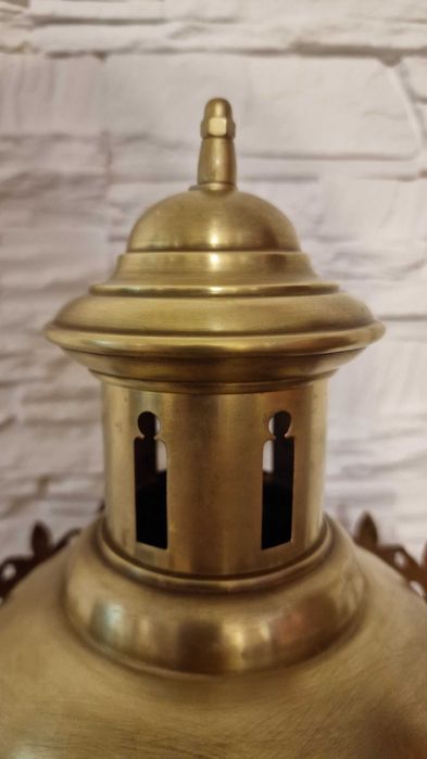 Lampa mosiężna procesyjna ruchoma ANTYK