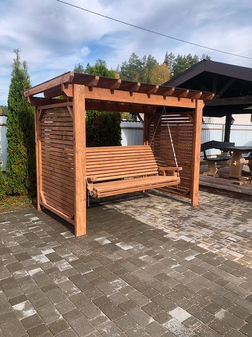 Садова гойдалка,качеля з дерева.Виробник