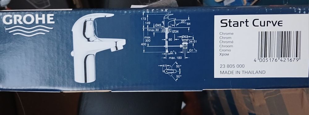 Змішувач для умивальника Grohe Start Curve 23805000 з донним клапаном Новый Смеситель для раковины