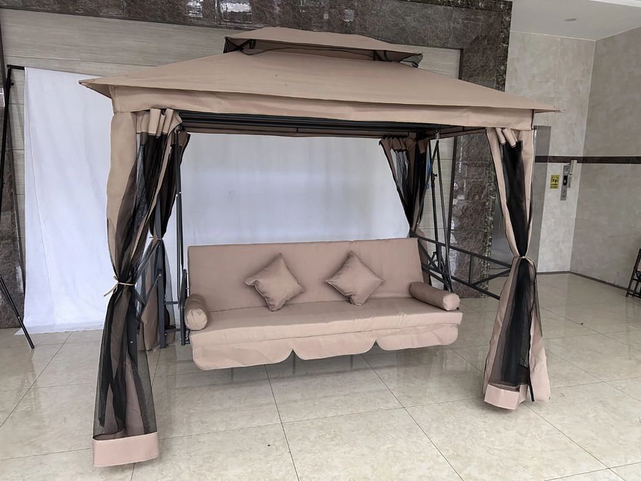 Садова гойдалка GARDEN Relax LUX для саду з москітною сіткою 3-місна