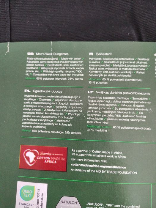 ogrodniczki robocze męskie z kieszeniami 48 parkside