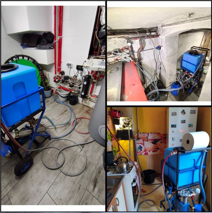 Płukanie, chemiczne czyszczenie układów c.o. - grzejników, podłogówek