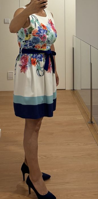 Vestido florido, tam. S, como novo