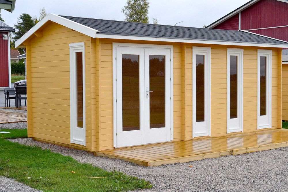 Cabana modular de madeira, escritório Exterior de 17,2 m2