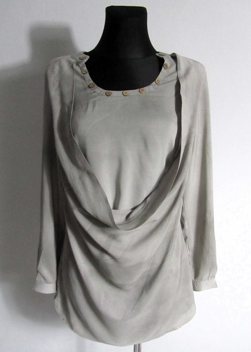 Szara długa koszula Cieniowana Ombre Hippie Boho Wiskoza 34 XS