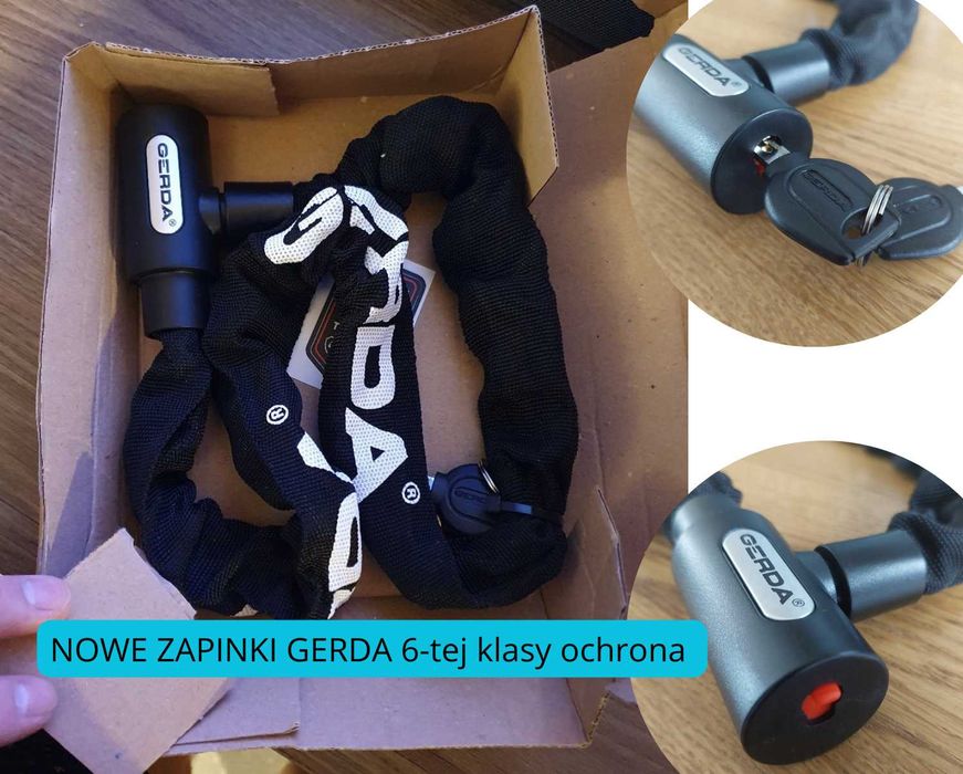NOWE Zabezpieczenie Łańcuchowe do roweru GERDA 90cm Zapinka