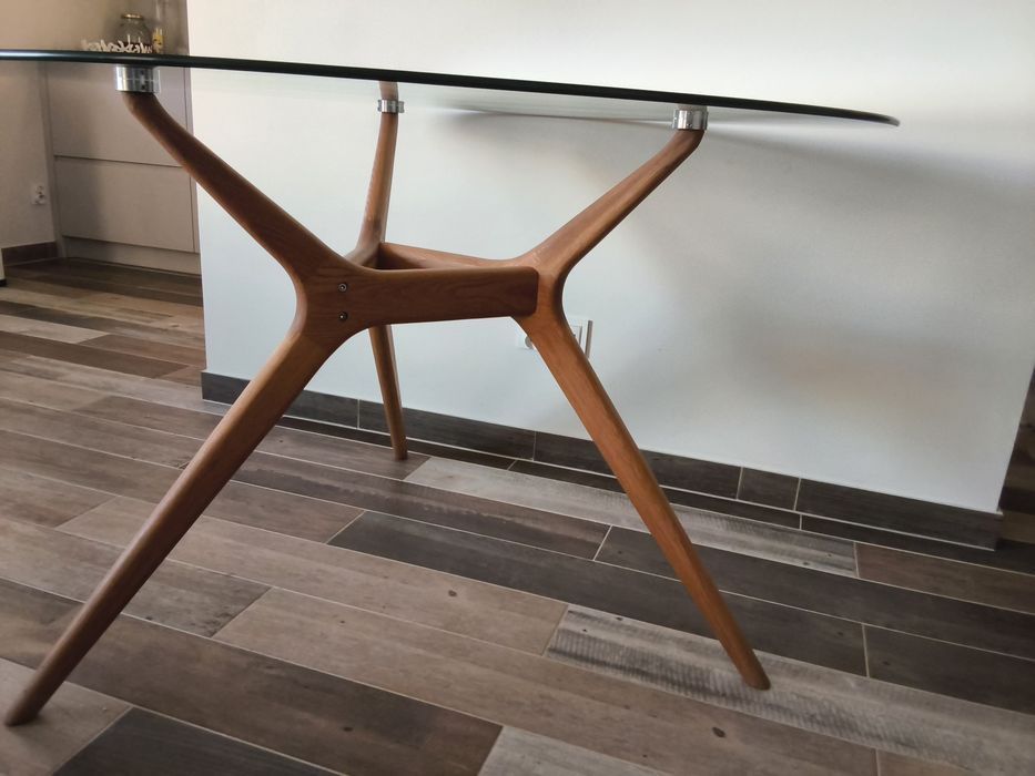 Stół okrągły szklany blat 120cm Halmar