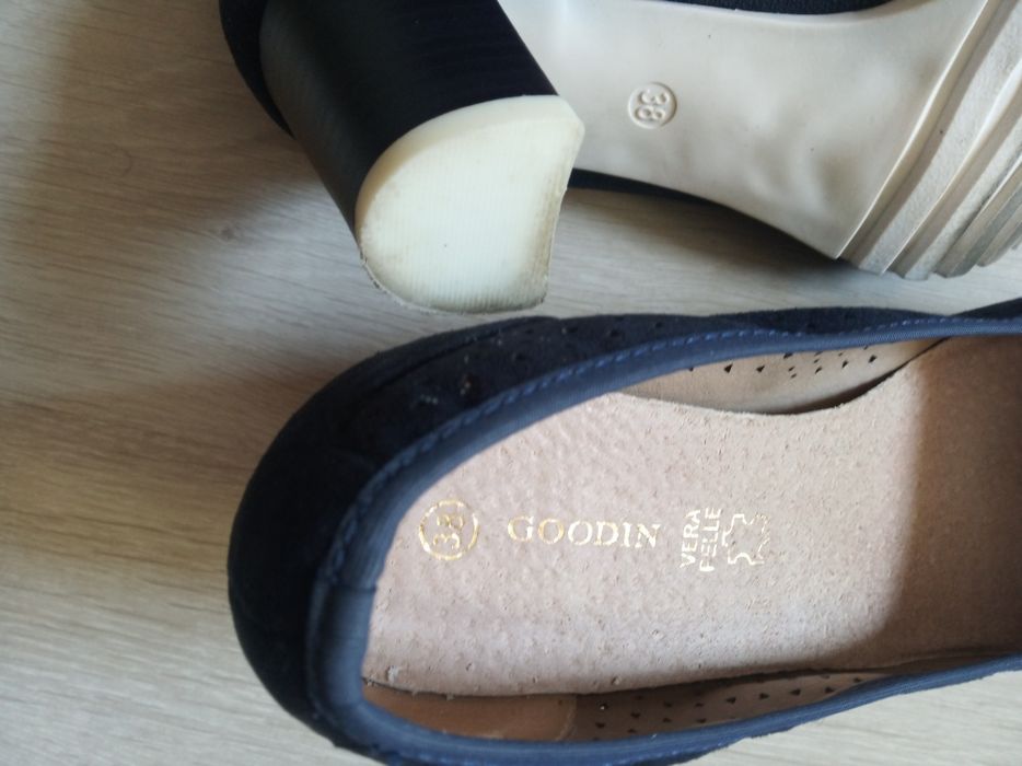 Buty eleganckie nabuk 38 obcas super unikat!