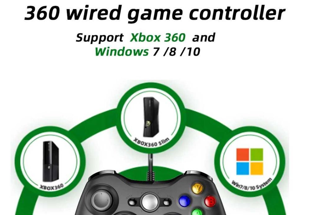O controlador de jogo com fio Xbox 360 Azul