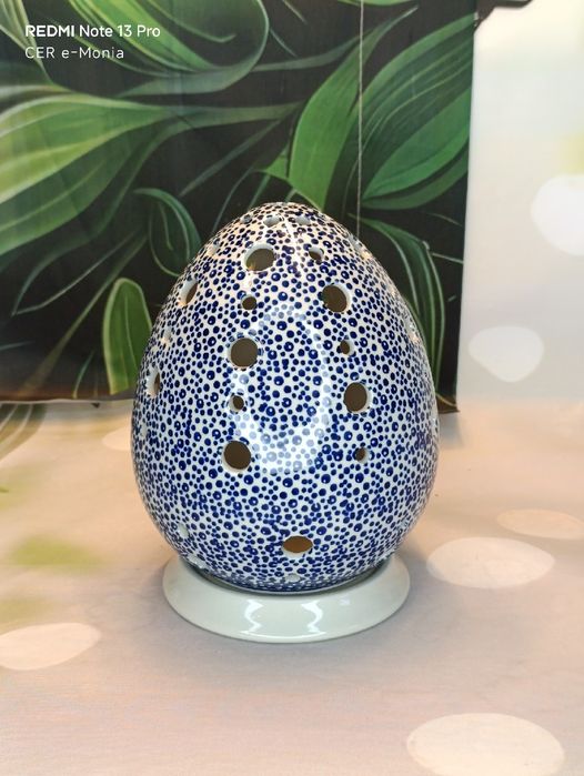 Ceramika Bolesławiec lampion ceramiczny jajo duże