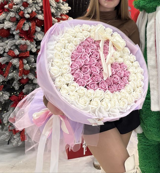 Букет з мильних троянд 101 шт метровий