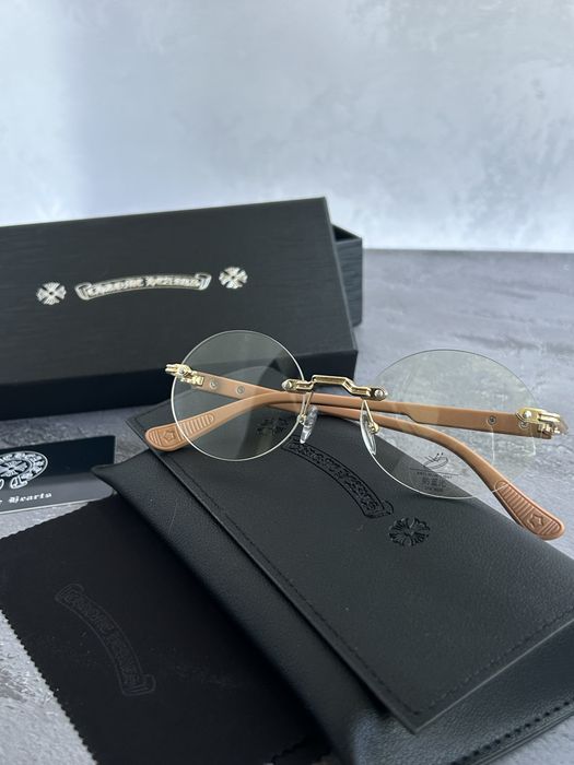 Дизайнерські окуляри Chrome Hearts / Леопардові окуляри без оправы Хром Хартс!