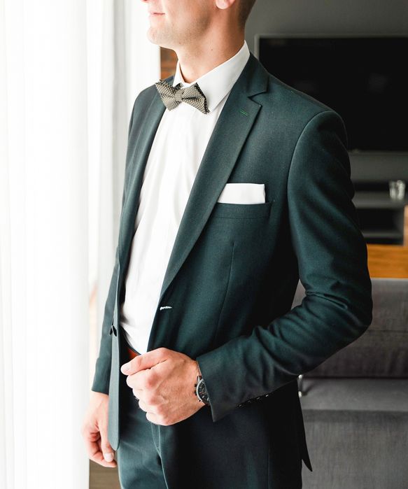 Garnitur marynarka spodnie Kubenz butelkowa zieleń