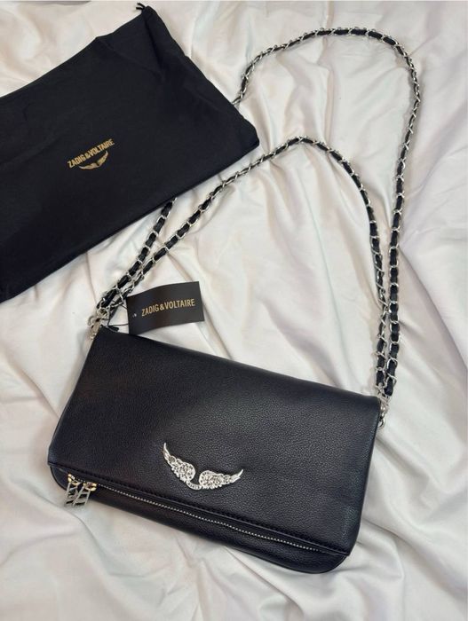 ! OKAZJA ! Skórzana torebka crossbody/czarna kopertówka Zadig&Voltaire