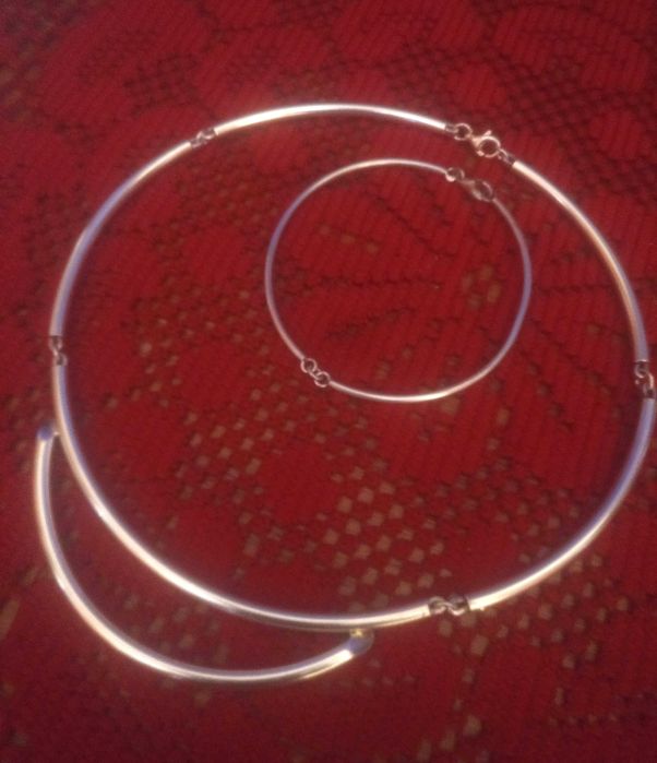 Srebro PRL naszyjnik choker i bransoletka przedłużka - efekt wow