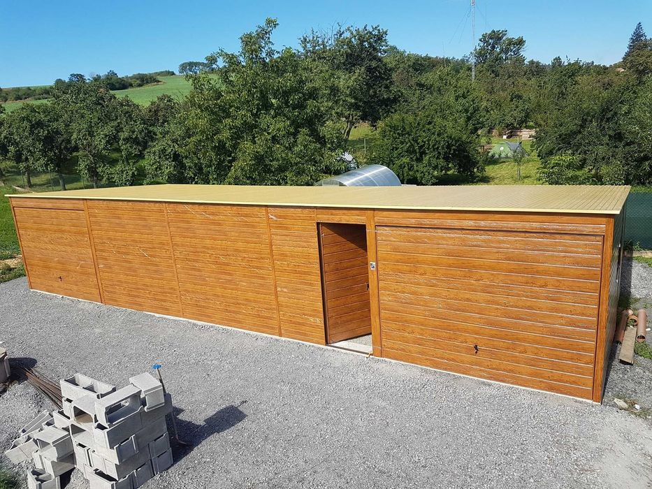 Blaszana hala 12×6m – złoty dąb jasny