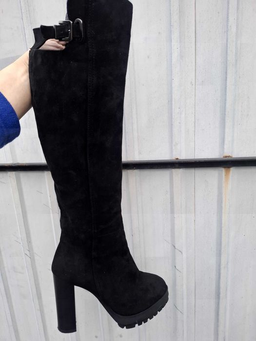 Жіночі замшеві ботфорти,високий каблук,38р.