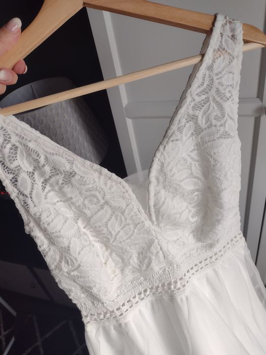 Nowa suknia ślubna śmietankowa 36 38 tiul koronka cywilny poprawiny