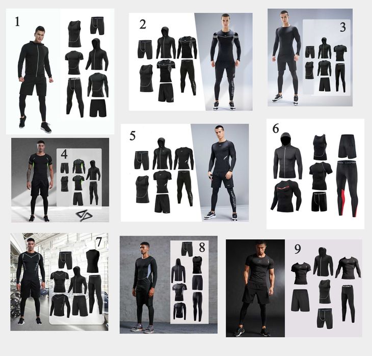 Компрессионная одежда 7 в 1 рашгард, леггинсы, футболка, шорты и худи!