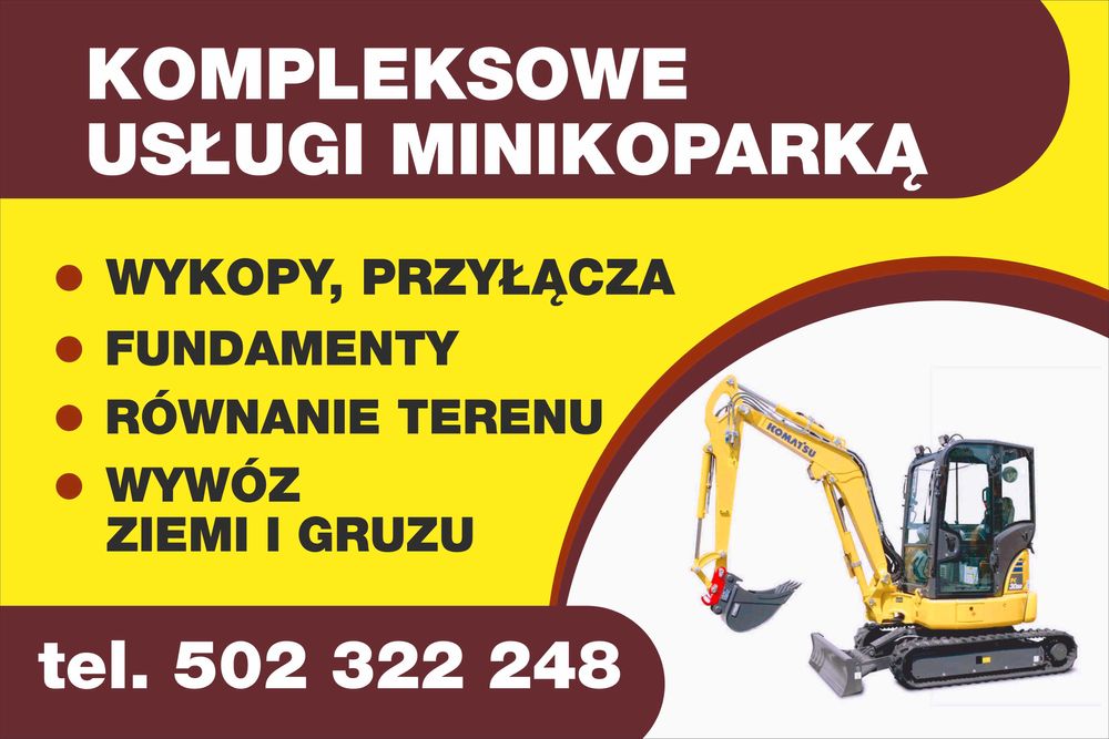 Minikoparka Usługi Transport
