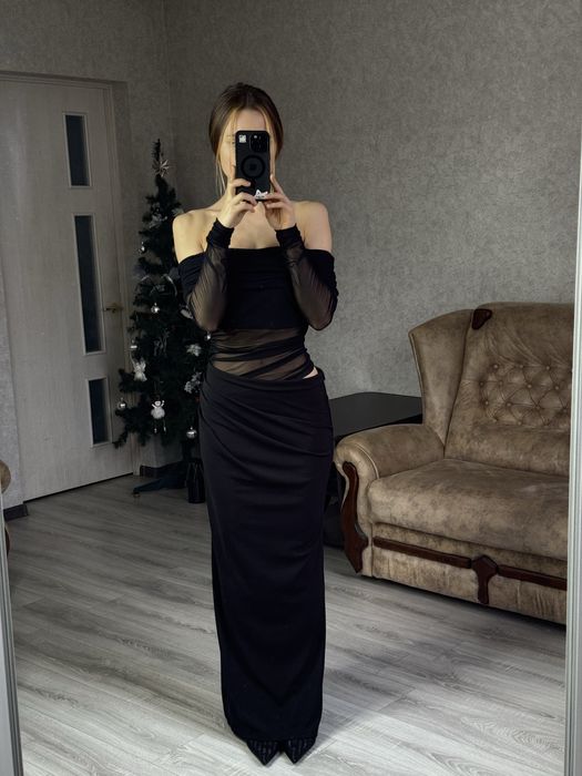 Сукня жіноча святкова дуже розкішна розмір s вставки еластична сітка