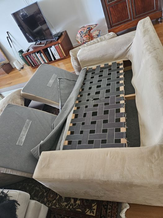 Sofa em tecido " alcantara" bege 190cmx97cm