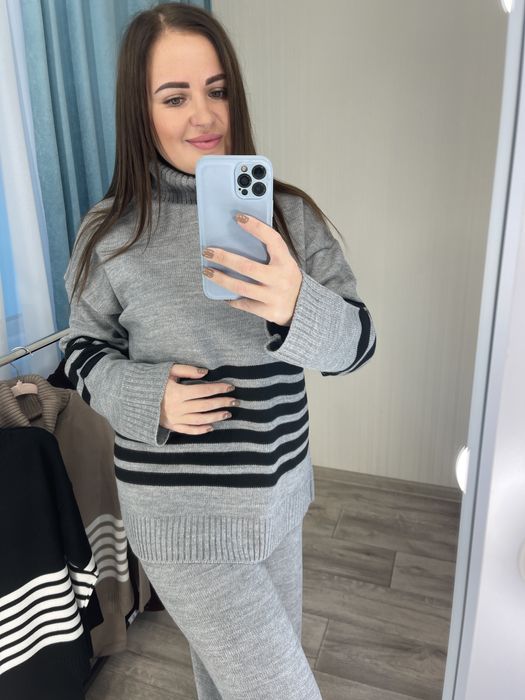 Скидка!!! Женский вязаный костюм бардо 42-48 Жіночий теплий костюм