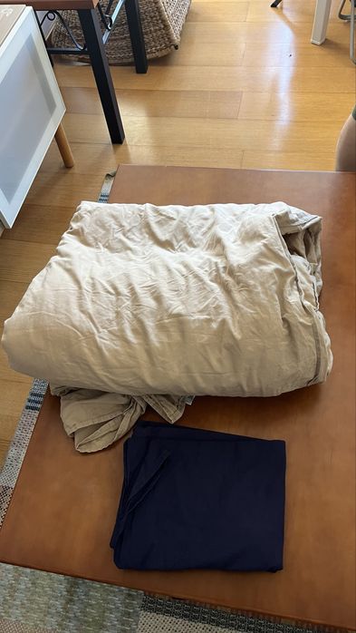 Colchão de mola + sommier + edredão solteiro