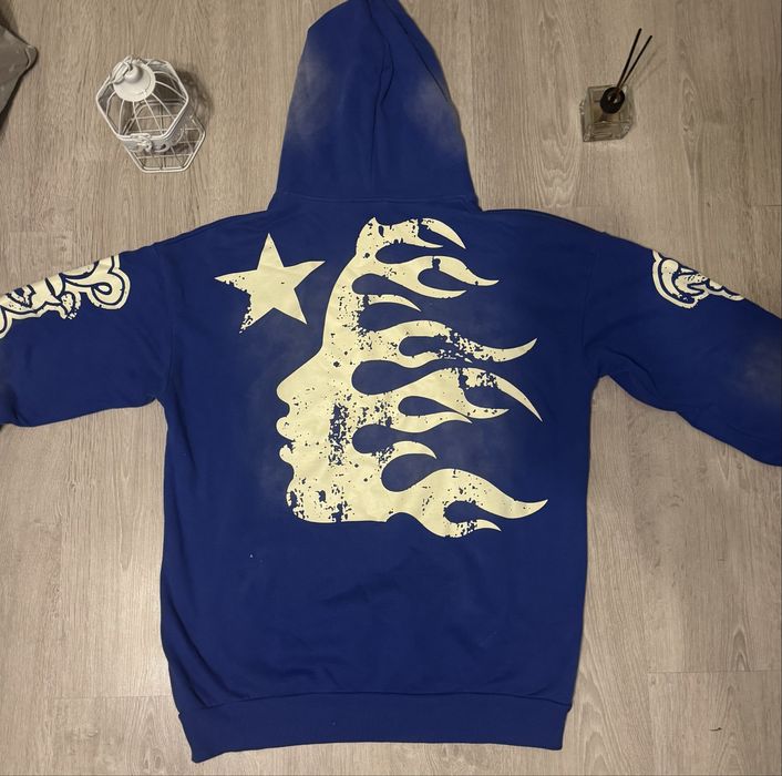 Hellstar blue zip hoodie хеллстар синяя худи дрип