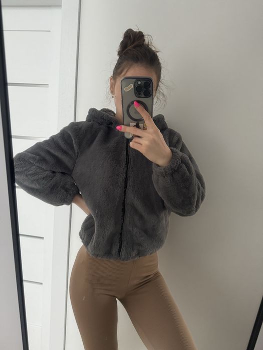 Kurtka bomberka szara miś z kapturem Primark