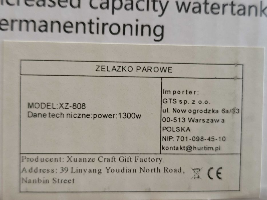 Parownica  prasowalnica 1300W nowa