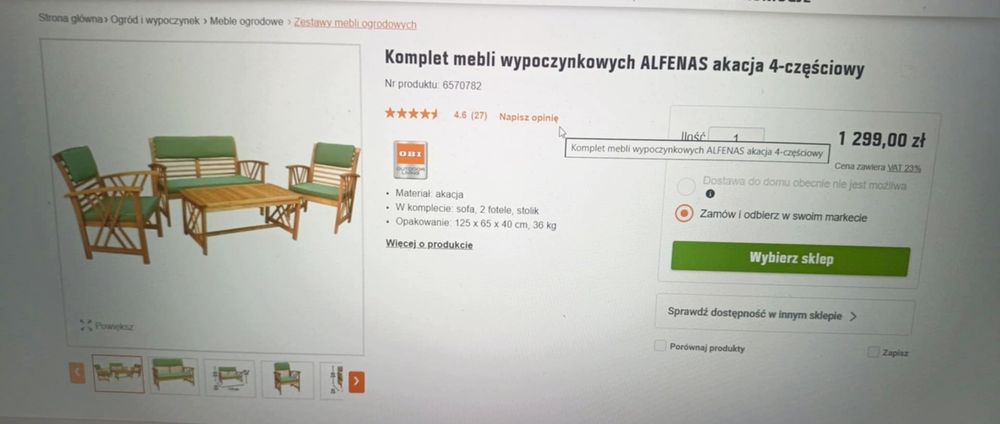 Zestaw mebli ogrodowych - nie używany NIŻSZA  CENA