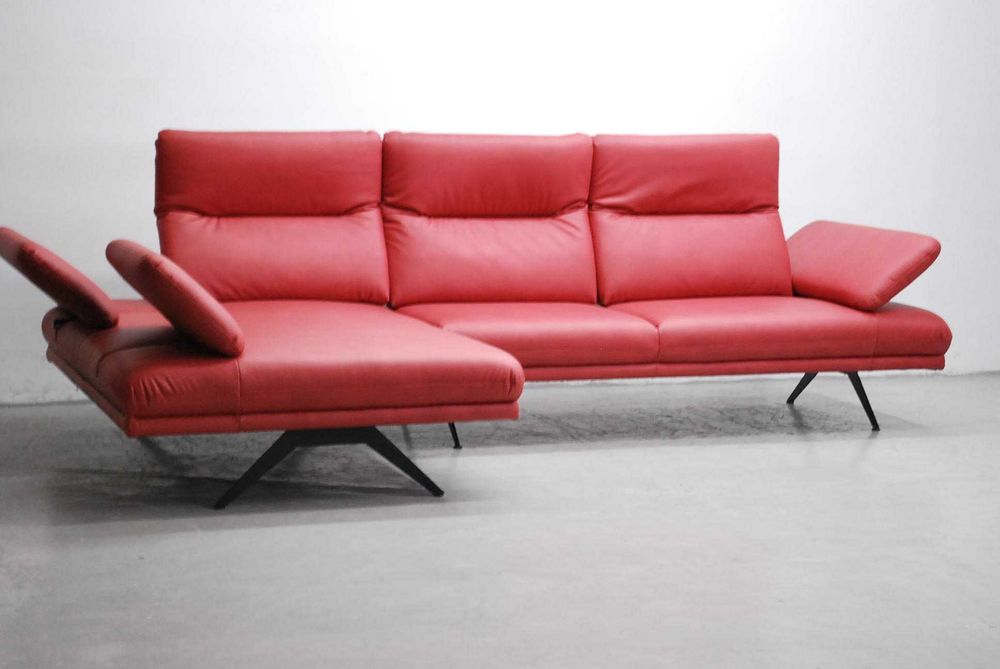 PKŁ NAROŻNIK PROMOCJA regulowana wysokość oparcia eko skóra czerw