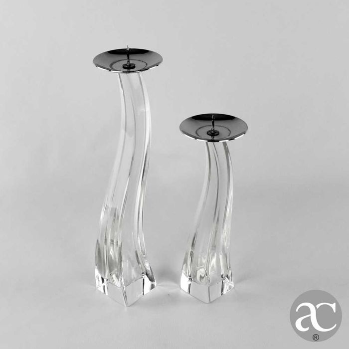 Conjunto de 2 castiçais em Vidro de Murano Assinado “Giuliano Tosi”