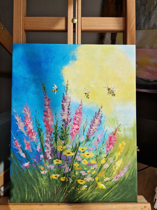 Ręcznie malowany obraz na płótnie wielkości 24x30 cm, farby akrylowe